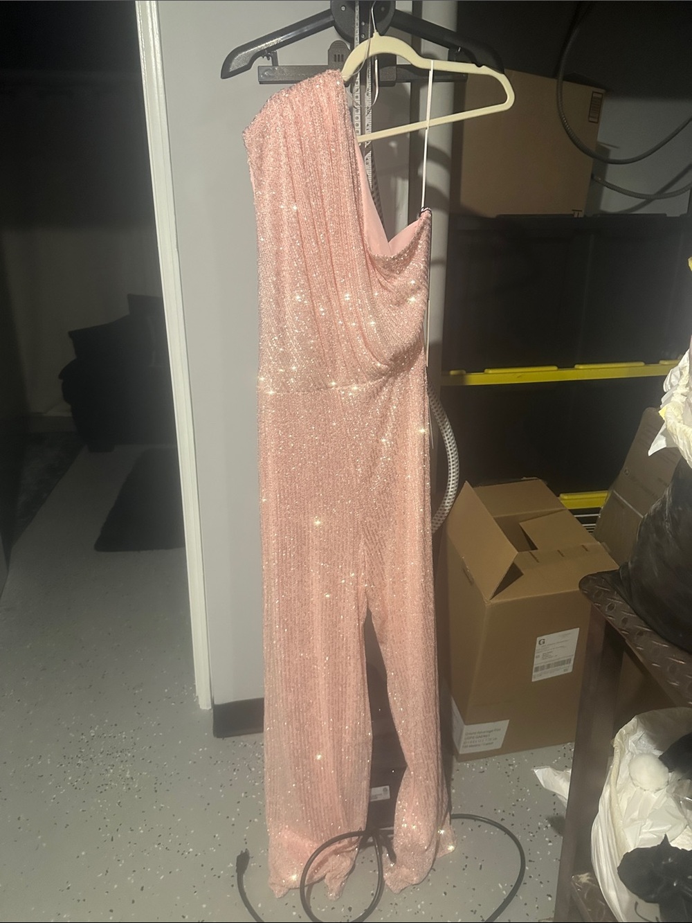 Jay Godfrey 123704 Peony Pink Sequin One Shoulder Jumpsuit 12 NWT Formal Evening - Picture 4 of 7